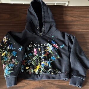 Givenchy Black Hoodie with Colorful Floral Accents